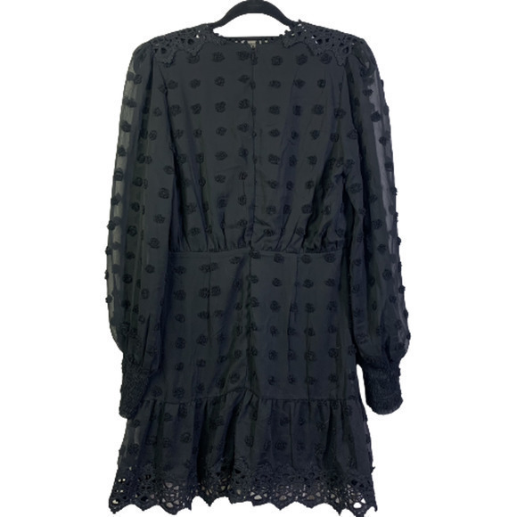 LULUS Black Puff Polka-Dot Lace A-Line Dress - Picture 9 of 10